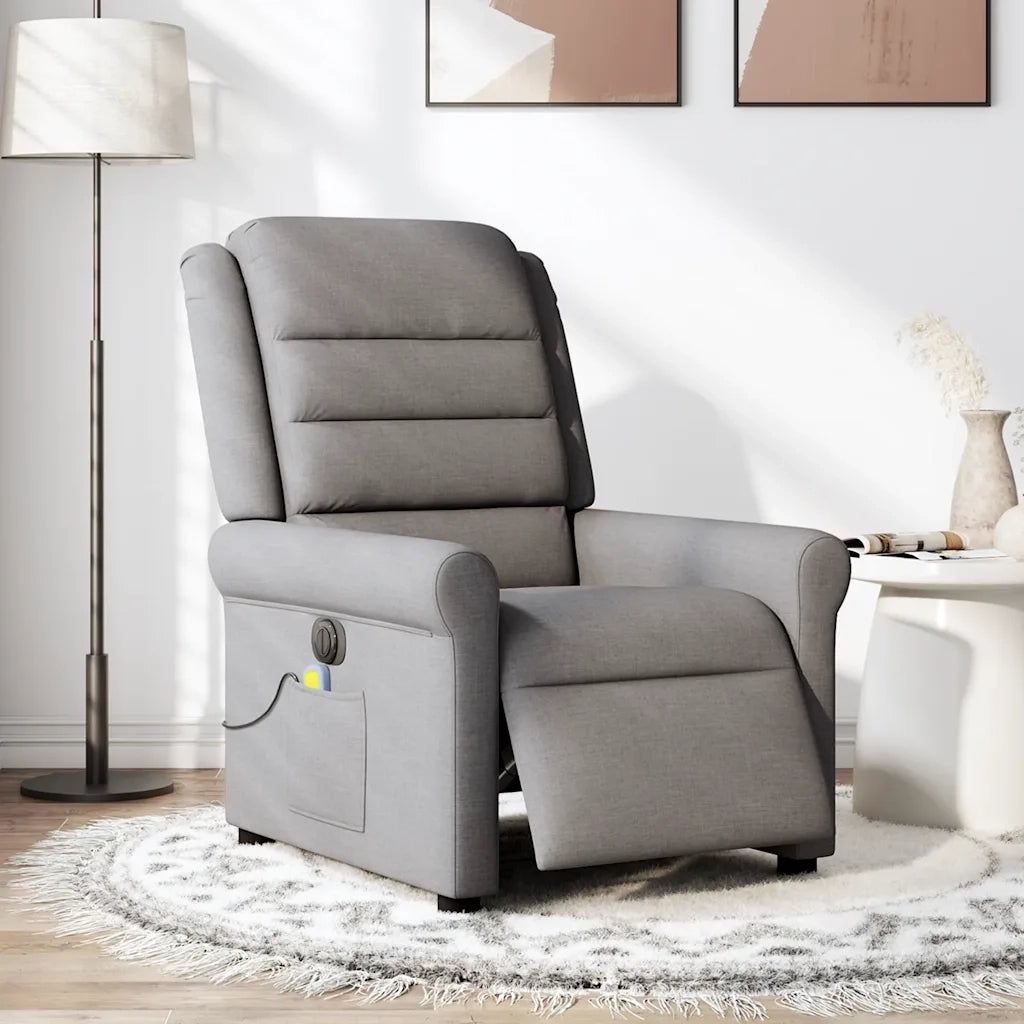 Poltrona Massaggiante | Sedia Relax Reclinabile Elettrica Tortora in Tessuto
