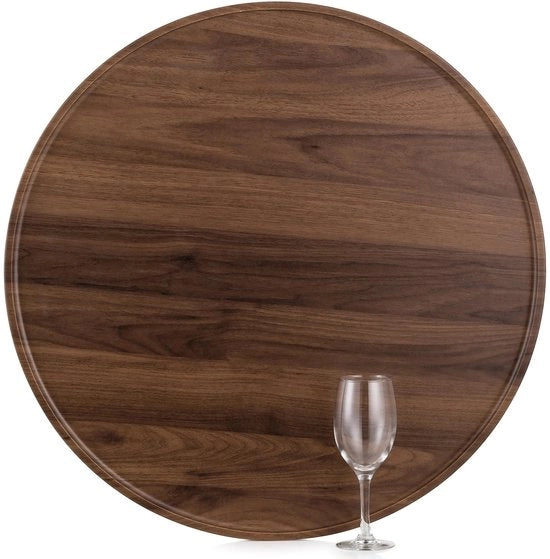 Tavolo di Servizio in Legno di Noce - 56cm di Diametro - Tavolo Decorativo con Fondino Antiscivolo