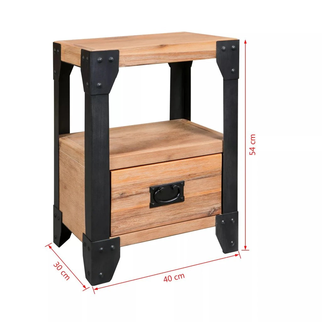 Comodino comodino cassettiera armadio mobili camera da letto legno di acacia acciaio 40 x 30 x 54 cm 1402125