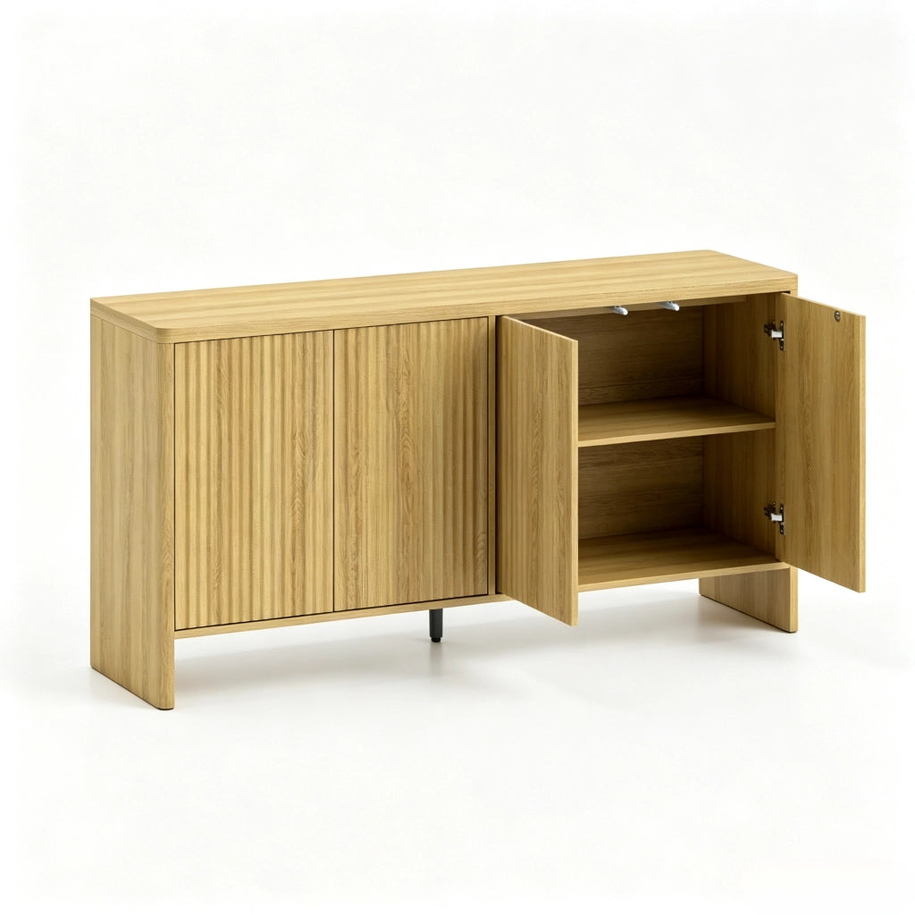 Credenza 147x40x77 cm con ante push to open in MDF rovere