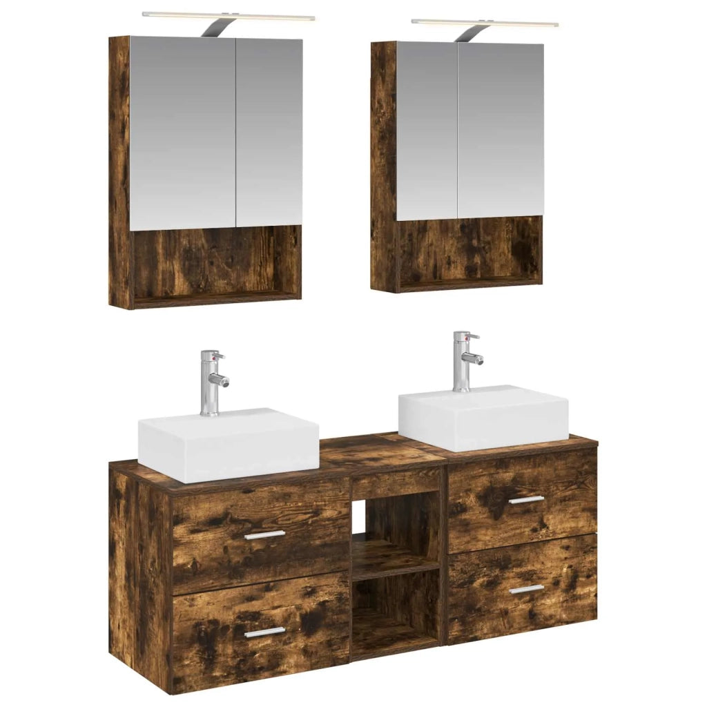 Set di mobili per il bagno 5 pcs Rovere Fumo 3406803