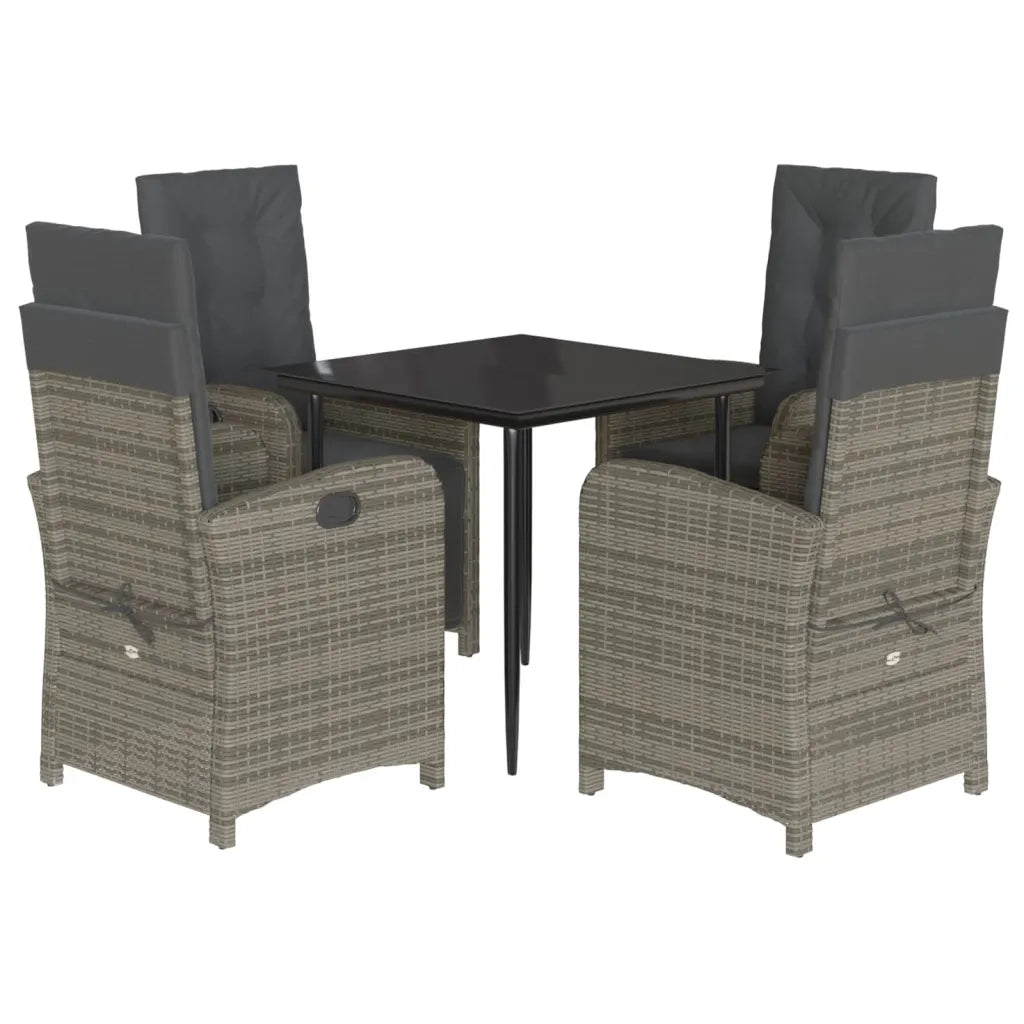 Set da Pranzo da Giardino 5 pz con Cuscini in Polyrattan Grigio 3212352
