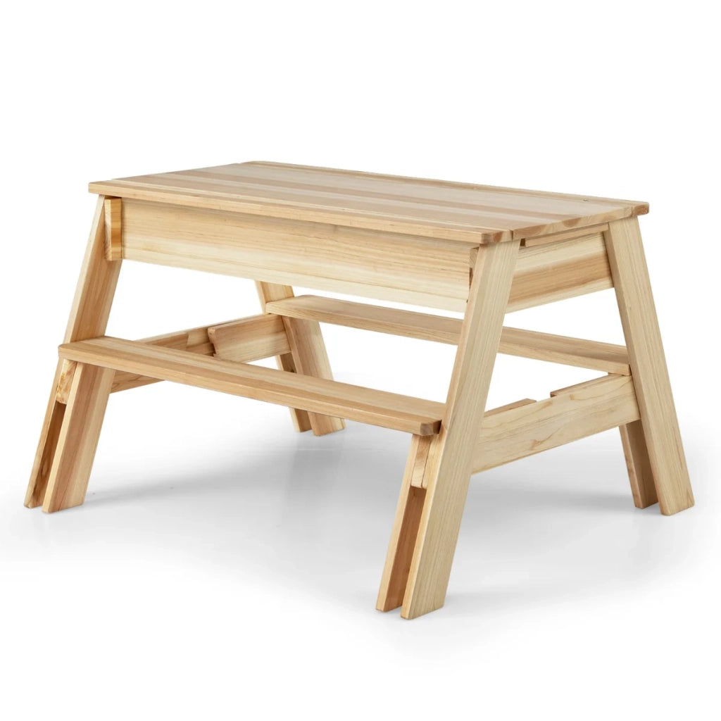 Tavolo da picnic per bambini 122,5 x 90 x 55,5 cm design compatto 4 in 1 con panche in legno naturale 20_0018966