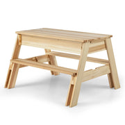 Tavolo da picnic per bambini 122,5 x 90 x 55,5 cm design compatto 4 in 1 con panche in legno naturale 20_0018966