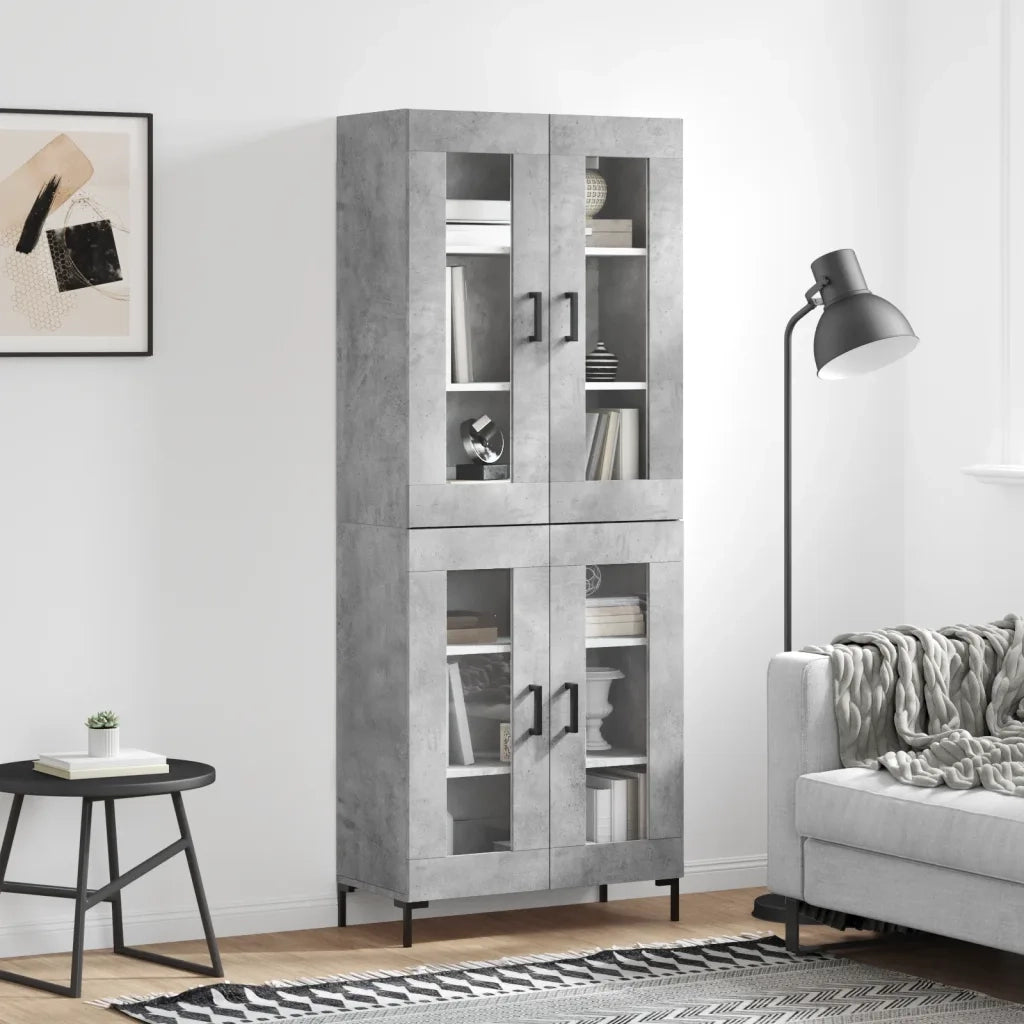 Credenza | Madia | Buffet da pranzo | Armadio da pranzo Grigio Cemento 69,5x34x180 cm in Legno Multistrato