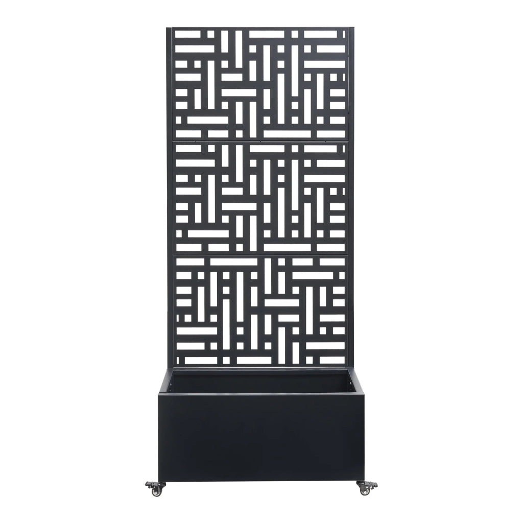 Fioriera/vaso/schermo privacy in acciaio zincato 190 x 82 x 38 cm nero 03_0009499