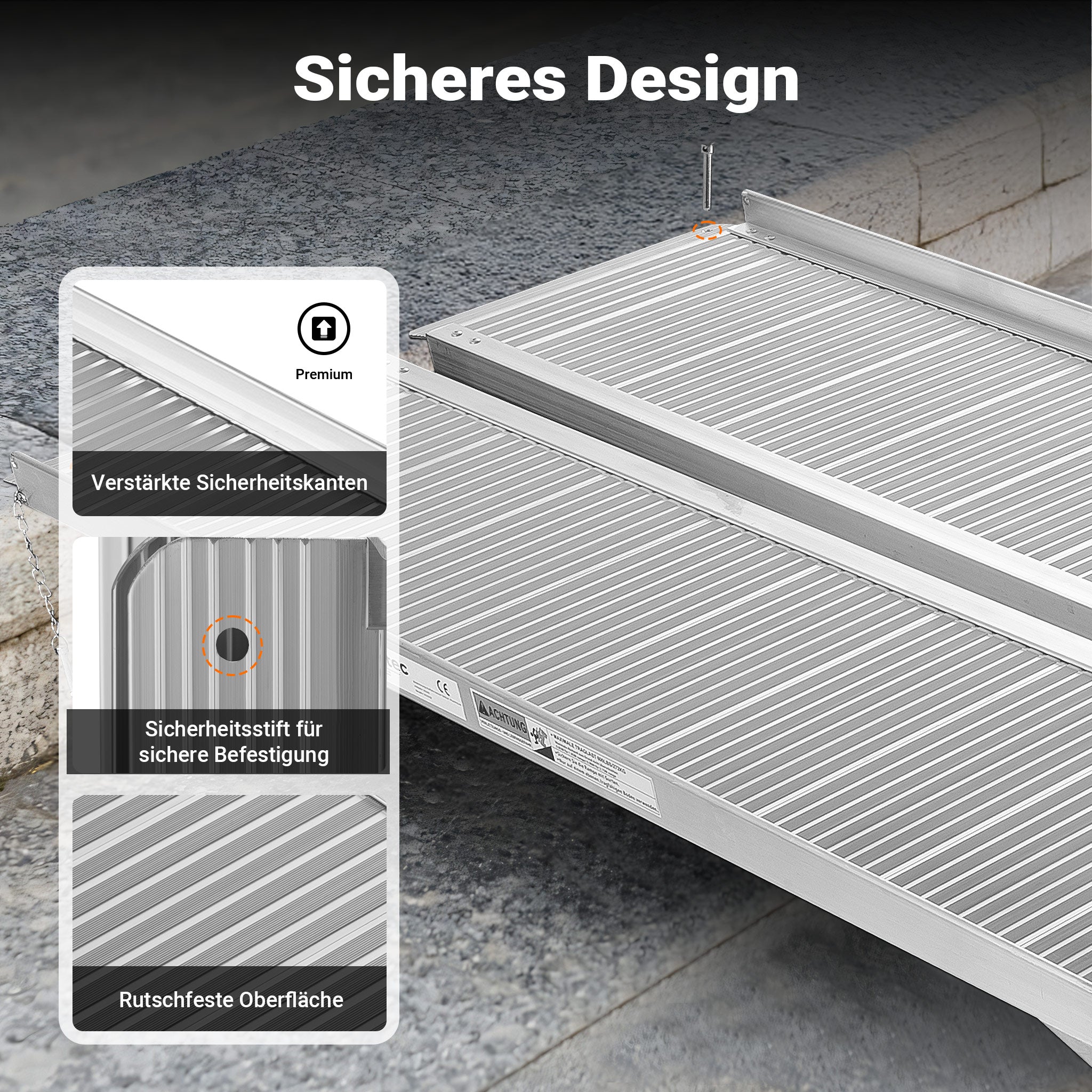 Rampa a valigia per sedia a rotelle, pieghevole mobile antiscivolo, in alluminio 244cm 270kg