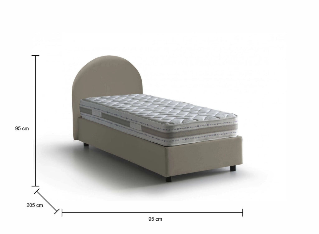 Cirilla, Letto Singolo Materasso Incluso Made in Italy, Grigio Tortora