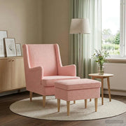 Poltrona con Ottomano 2 pz Rosa Bouclé 3418839