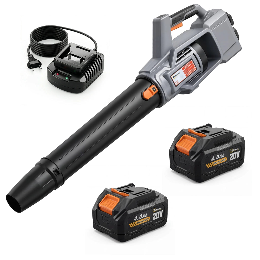 Soffiatore Foglie Senza Filo 36V ¨C Zephmum ¨C Grigio Chiaro con 2 Batterie 4.0Ah e Caricatore