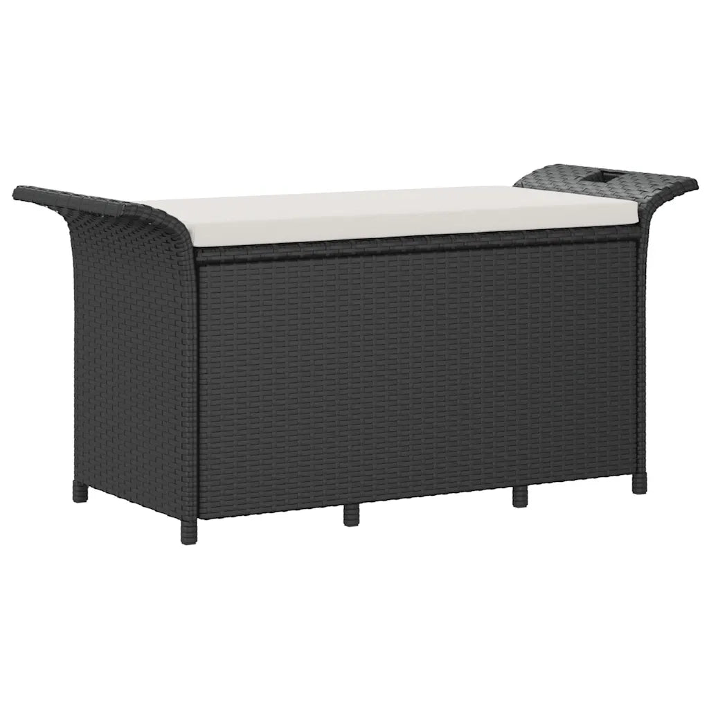 Panca da Giardino con Cuscino Nero 116x46x57 cm in Polyrattan 363417