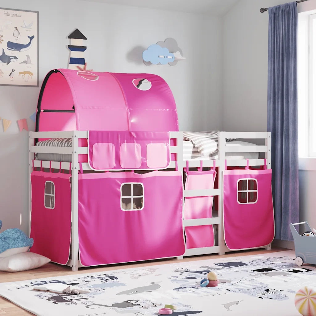 Letto a Castello senza Materasso Rosa 80x200 cm Legno di Pino