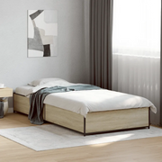 Giroletto-Struttura Letto Rovere Sonoma 75x190cm in Legno Multistrato e Metallo 444681