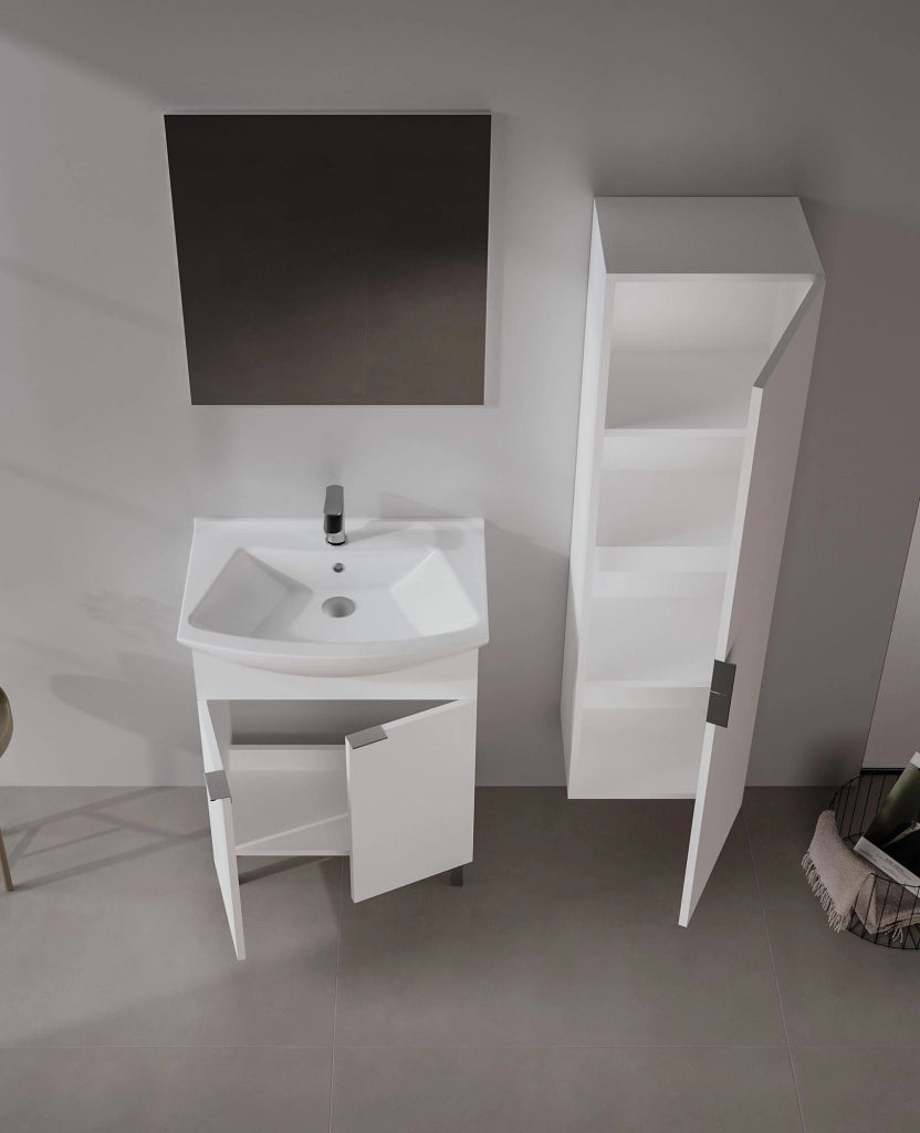 Set mobile lavabo con specchio (2 pezzi) "Purus 65" - 65 x 50 x 83 cm - Bianco
