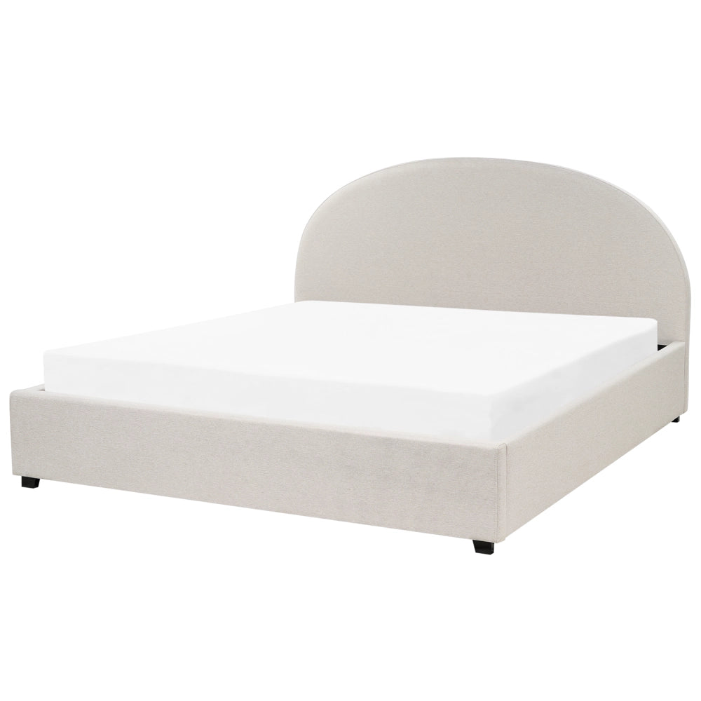 Letto matrimoniale contenitore minimalista beige chiaro 180 x 200 cm stile retrò minimalista