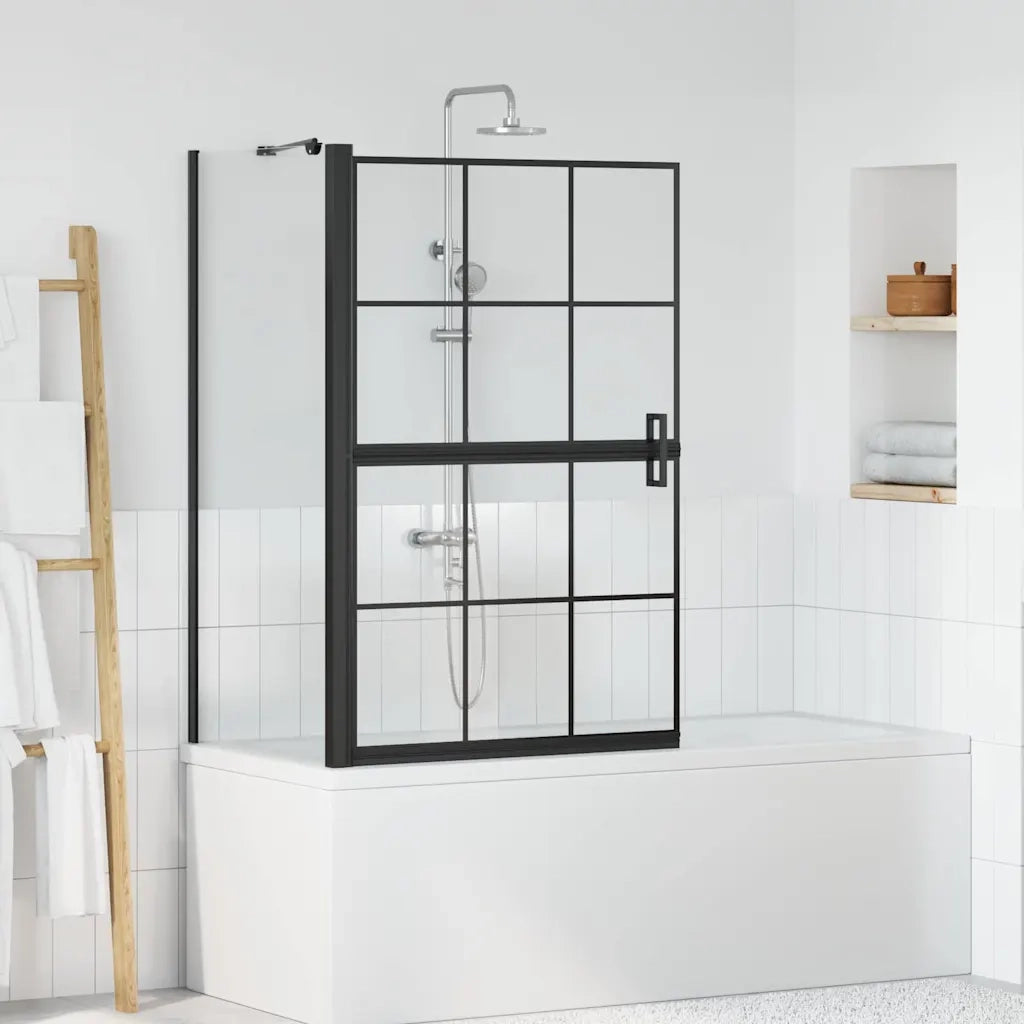 Schermo per Bagno e Doccia Nero e trasparente 80 x 68 x 128 cm CFW4269253