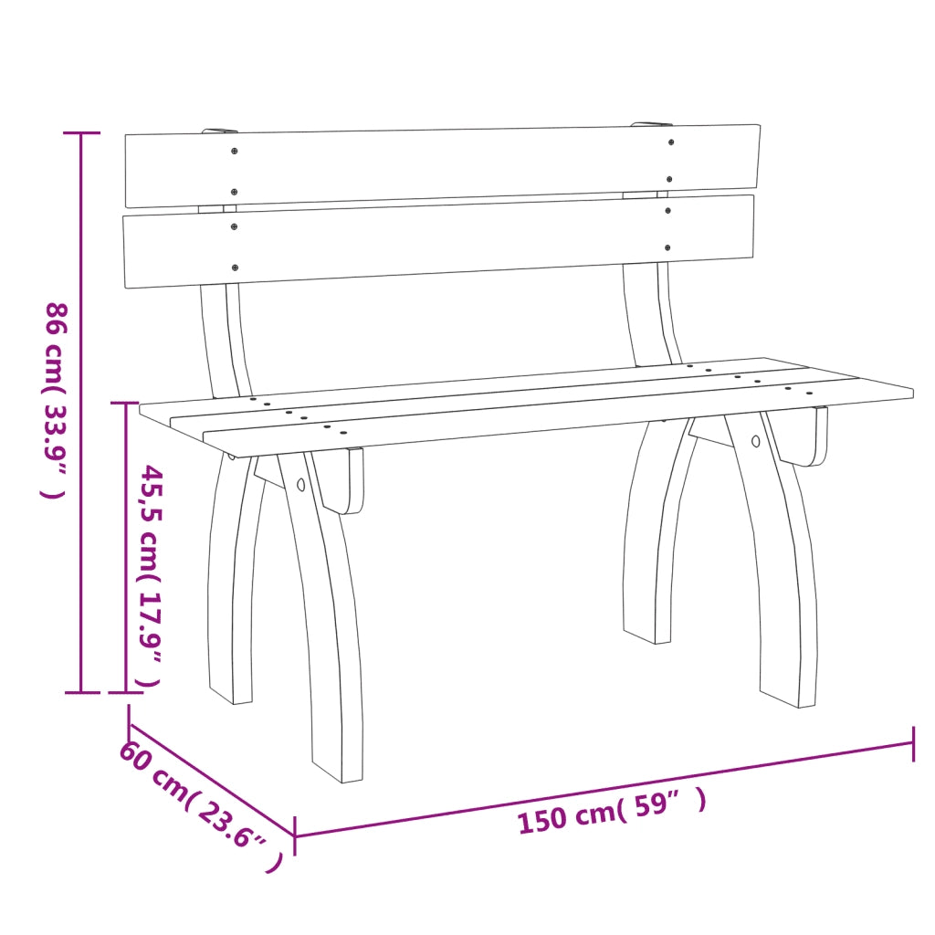 Panca da Giardino 150 cm in Legno di Pino Impregnato 41960