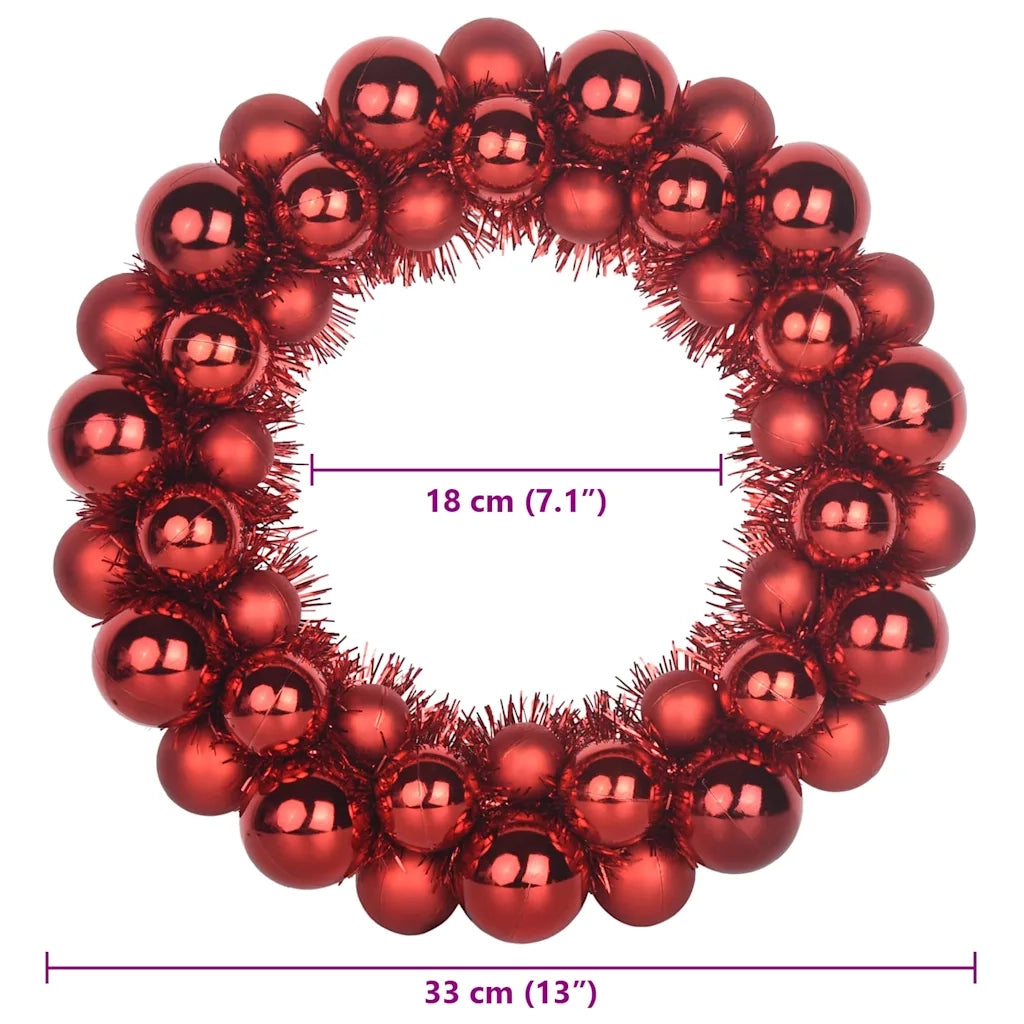 Corone di Palline di Natale 2 pz-Decorazioni natalizie Rosso 33 x 33 x 7 cm