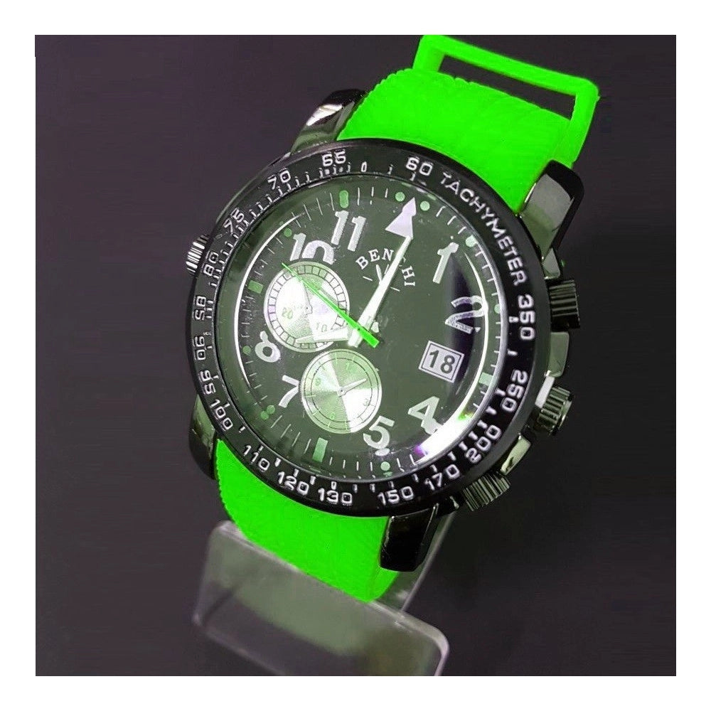 Trade Shop - Orologio Da Polso Benchi D9652a Uomo Analogico Quarzo Sportivo Casual Verde -