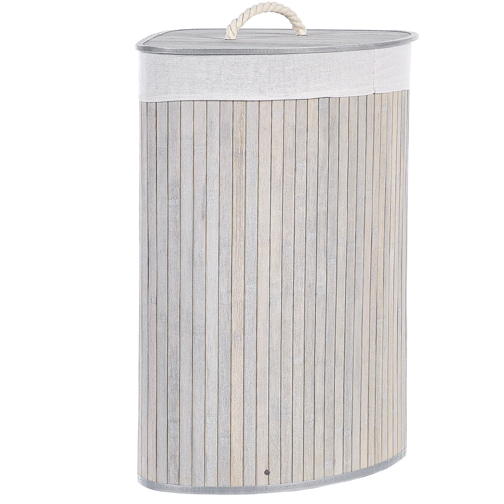 Cestino portaoggetti in bambù grigio chiaro con coperchio Cestino per biancheria Accessori pratici lavanderia bucato