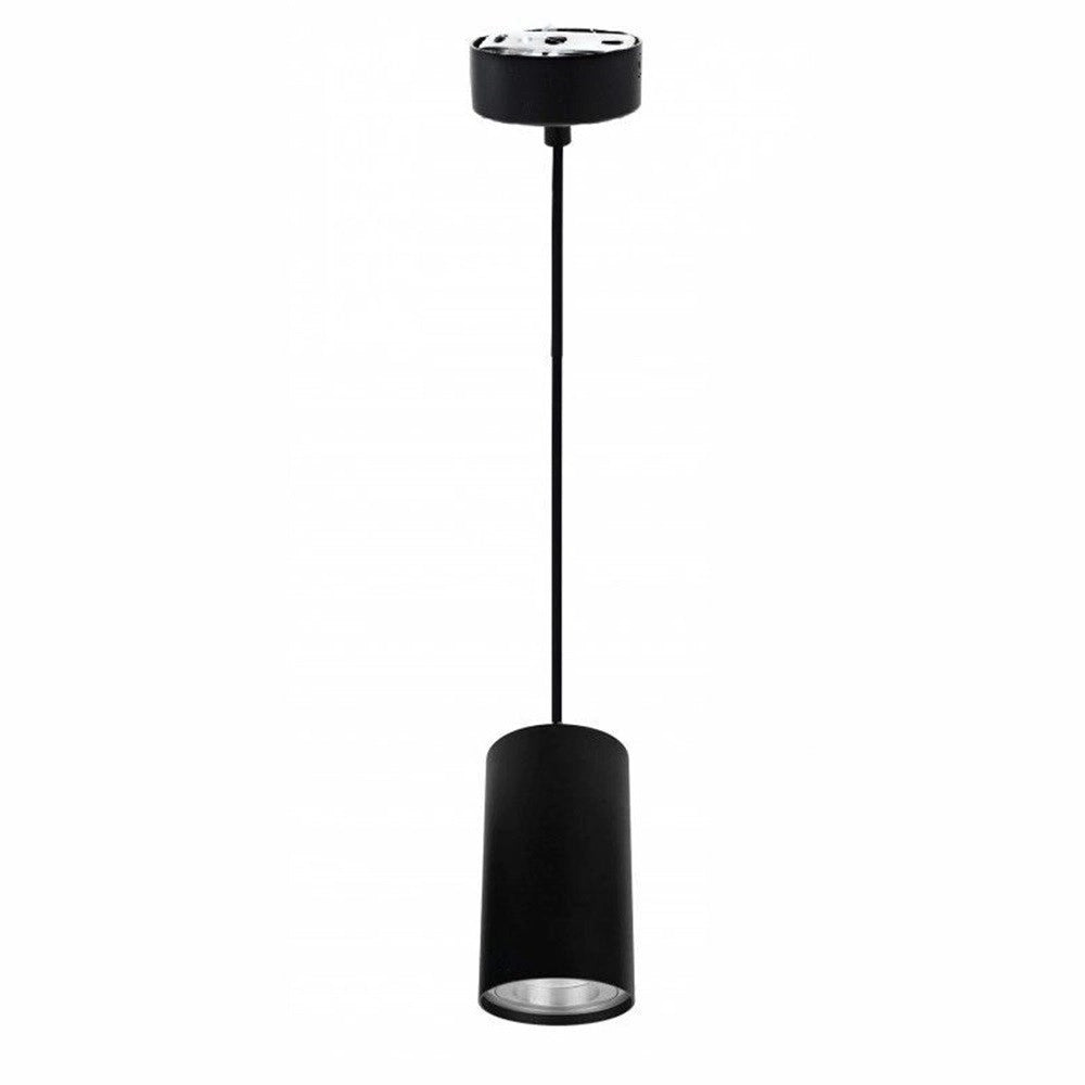 Trade Shop - Lampadario Faretto Cilindro Pendente A Sospensione Attacco Gu10 Nero 15 Cm 99937 -