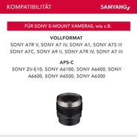 Obiettivo video V-AF 45 mm T1,9 FE compatibile con Sony E, per videocamera, con autofocus risoluzione 8K e Tally lamp, alta intensità luminosa per full-frame e APS-C