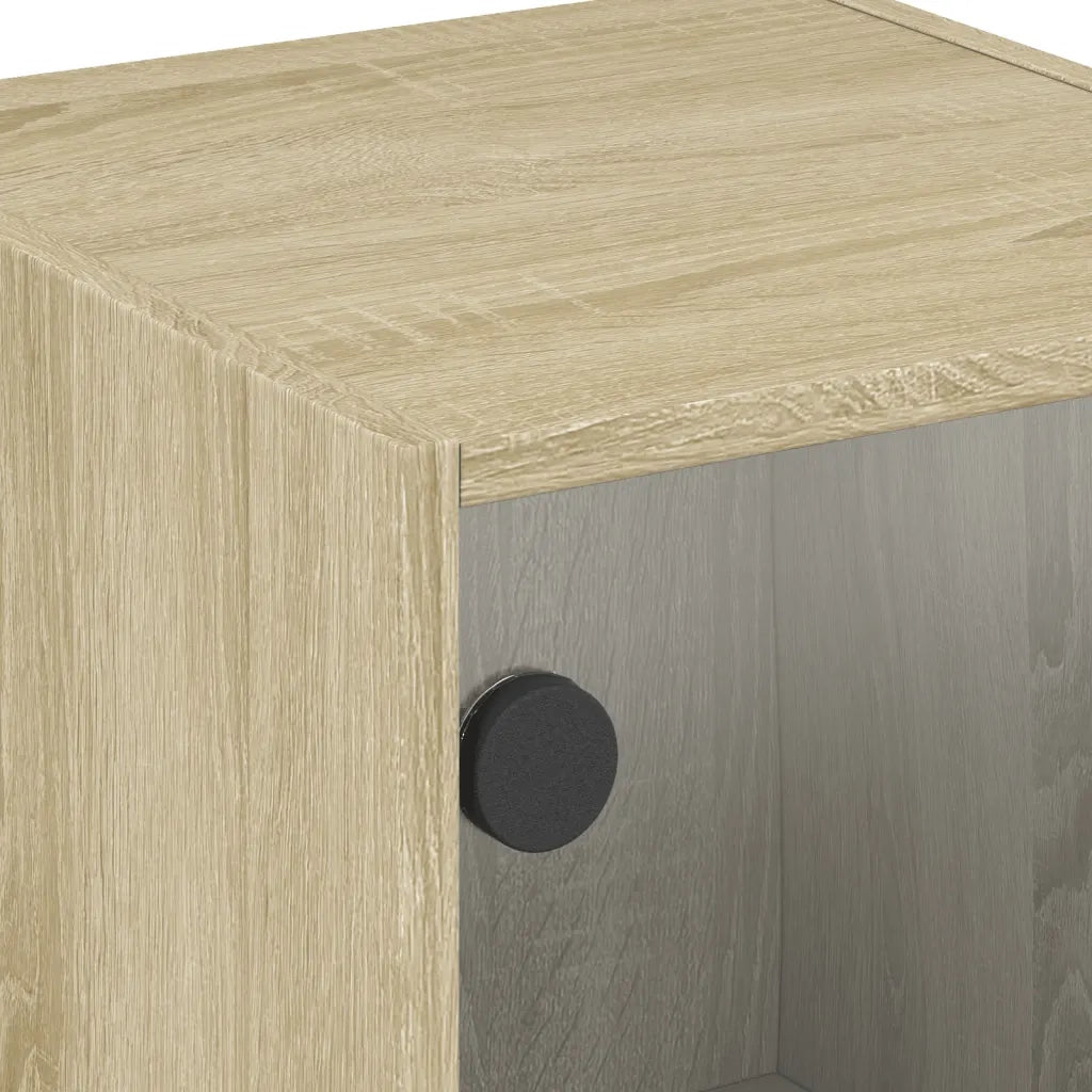 Comodini con Ante in Vetro 2pz Rovere Sonoma 35x37x42 cm 836348