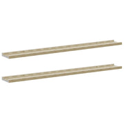 2 pz Mensole da Parete | Scaffali a Parete | Ripiano a parete Bianco e Rovere Sonoma 100x9x3 cm
