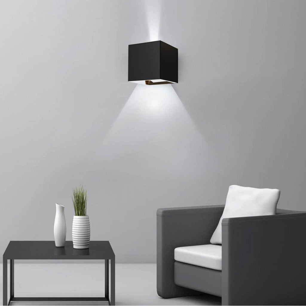 APPLIQUE LED COB LAMPADA PARETE 20W QUADRATO NERO FREDDO INTERNO ESTERNO 18