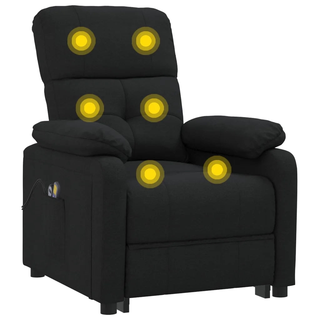 Poltrona Massaggiante | Sedia Relax Elettrica Nera in Tessuto