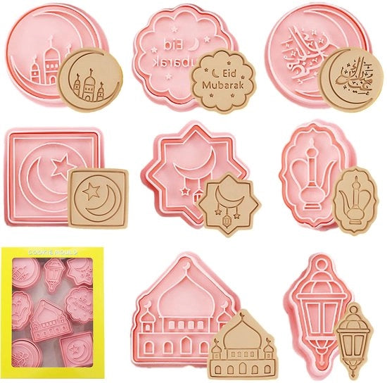 Biscotti in forma di biscotto, 8 pezzi di timbro per Ramadan, biscotti in forma di biscotto 3D, biscotti in forma di biscotto, decorazione per torte con fondant, cottura