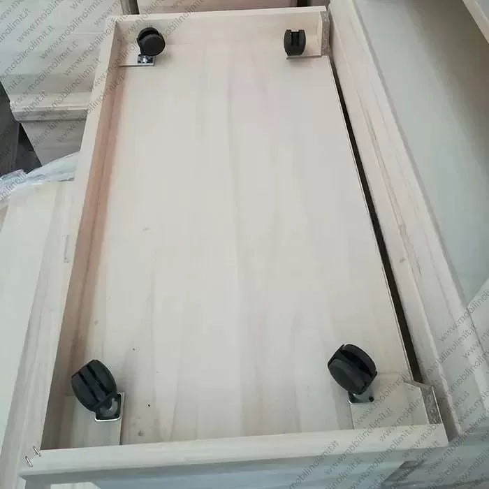 Porta televisore in legno 2 vani con ruote arte povera tinta noce l.75 x p.41 h.51 - Mobili 2G