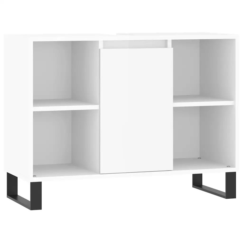 Armadietto Bagno Bianco Lucido 80x33x60cm in Legno Multistrato 831638