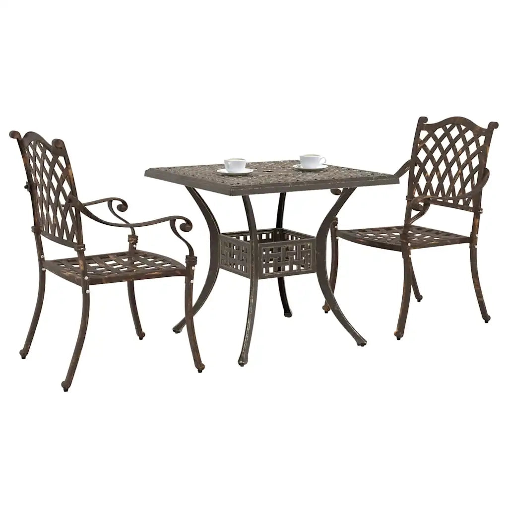 Set di Tavolo da Giardino 3 pcs Bronzo Alluminio pressofuso 3334732