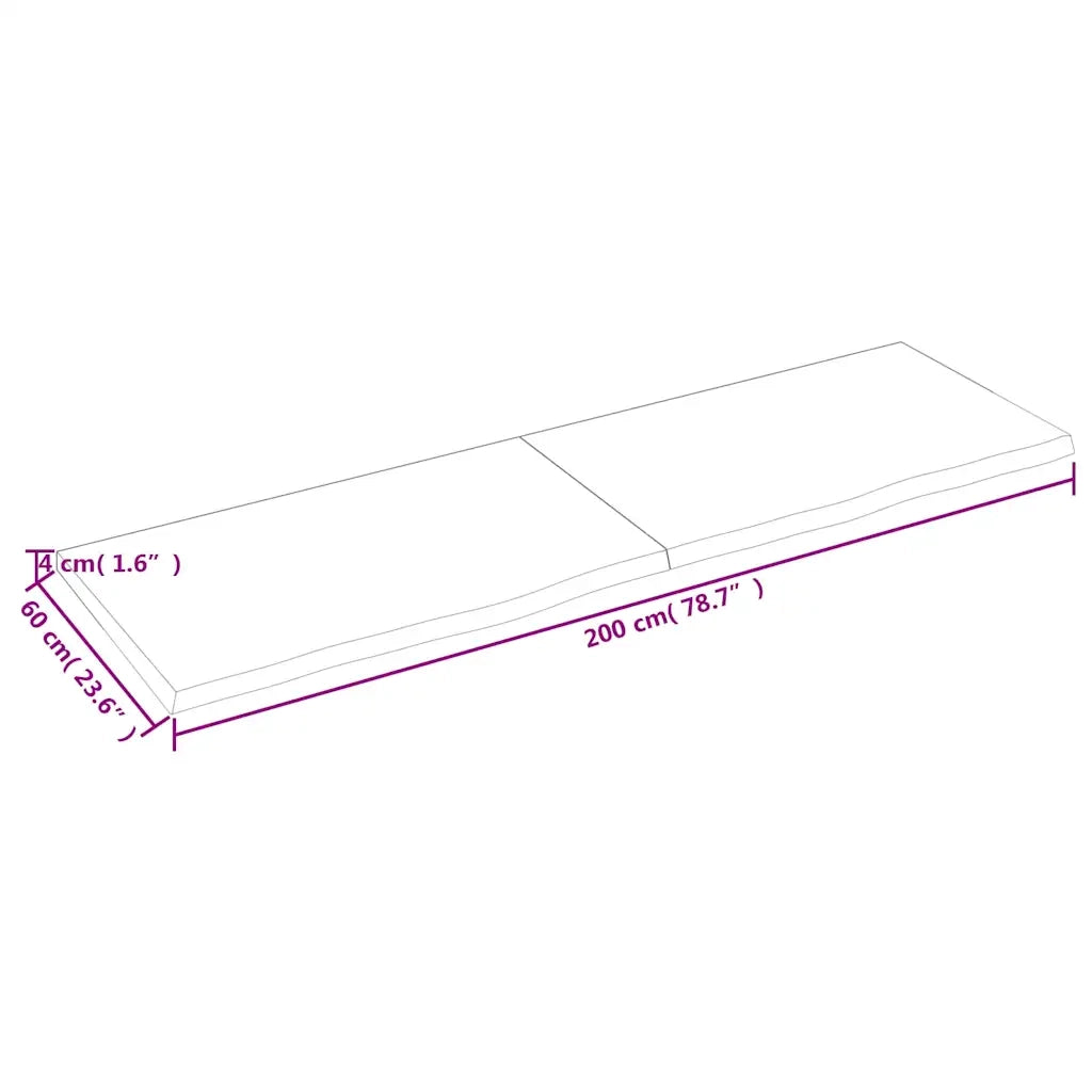 Piano Tavolo Marrone 200x60x(2-4) cm Rovere Massello Trattato 3156462