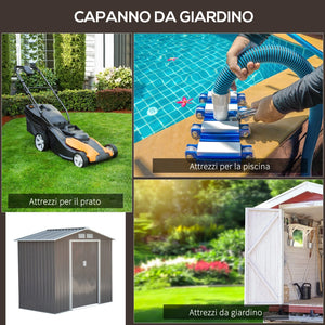 Casetta Box da Giardino in Lamiera Grigio 213x127x185 cm