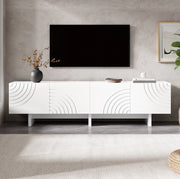 Mobile TV 170x35x50 cm con ante decorative; in MDF e truciolare; bianco