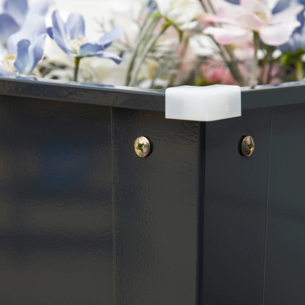 Fioriera Quadrata per Orto con Fori di Drenaggio ¨C zephmum ¨C Acciaio Galvanizzato 100x30x80 cm Nero