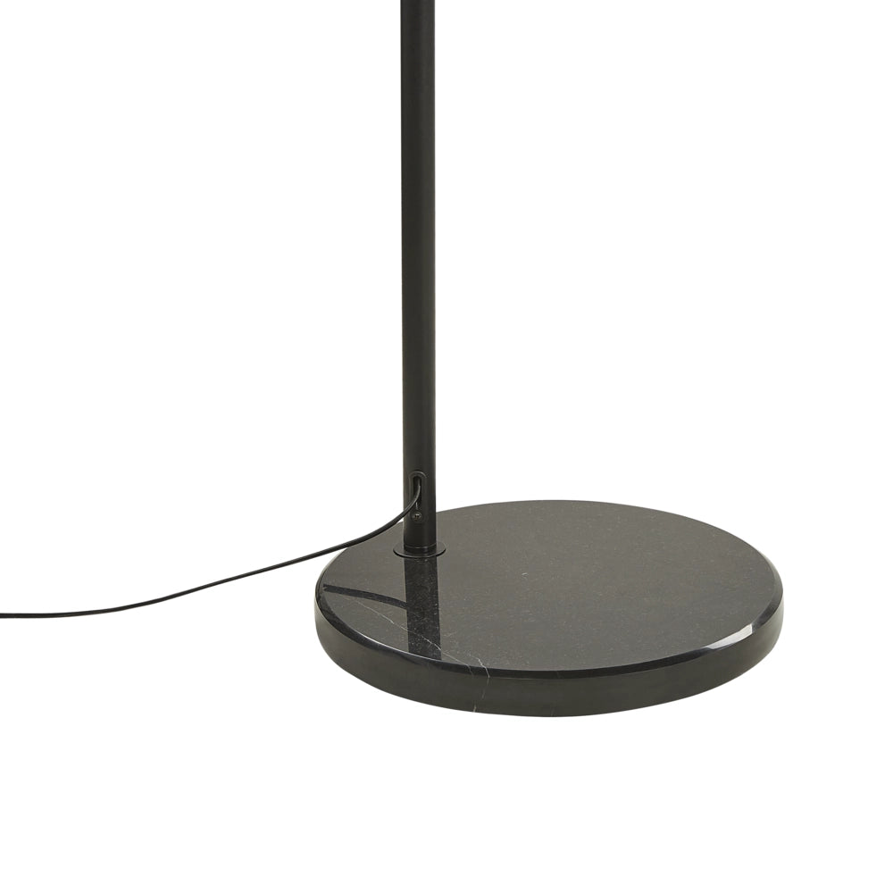 Lampada da terra in metallo nero 187 cm Struttura curva paralume a tamburo in cotone Base in marmo Design moderno