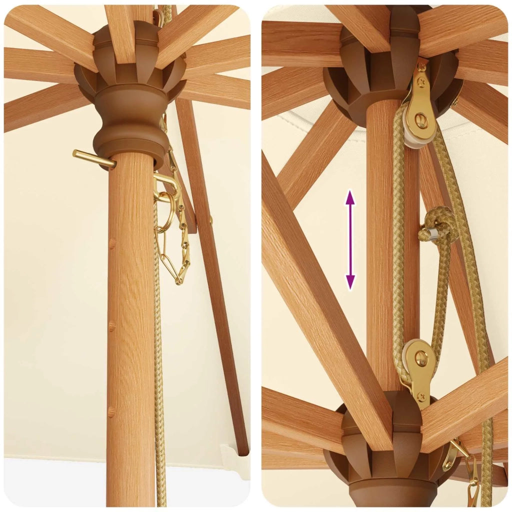 Ombrello da giardino Ø 300 x 248 cm Legno di Eucalipto Massello 42041406