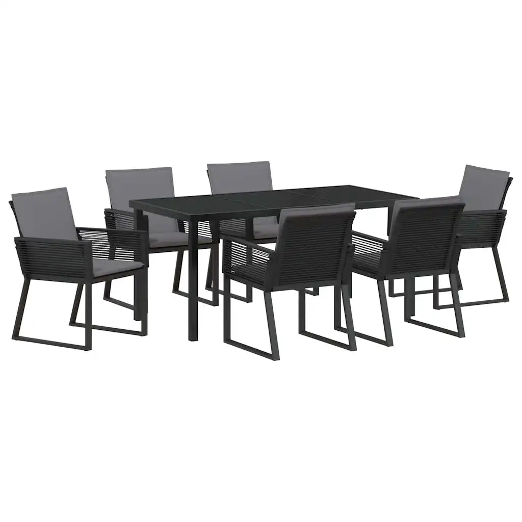 Set da Pranzo per Giardino 7 pcs Nero 3379321