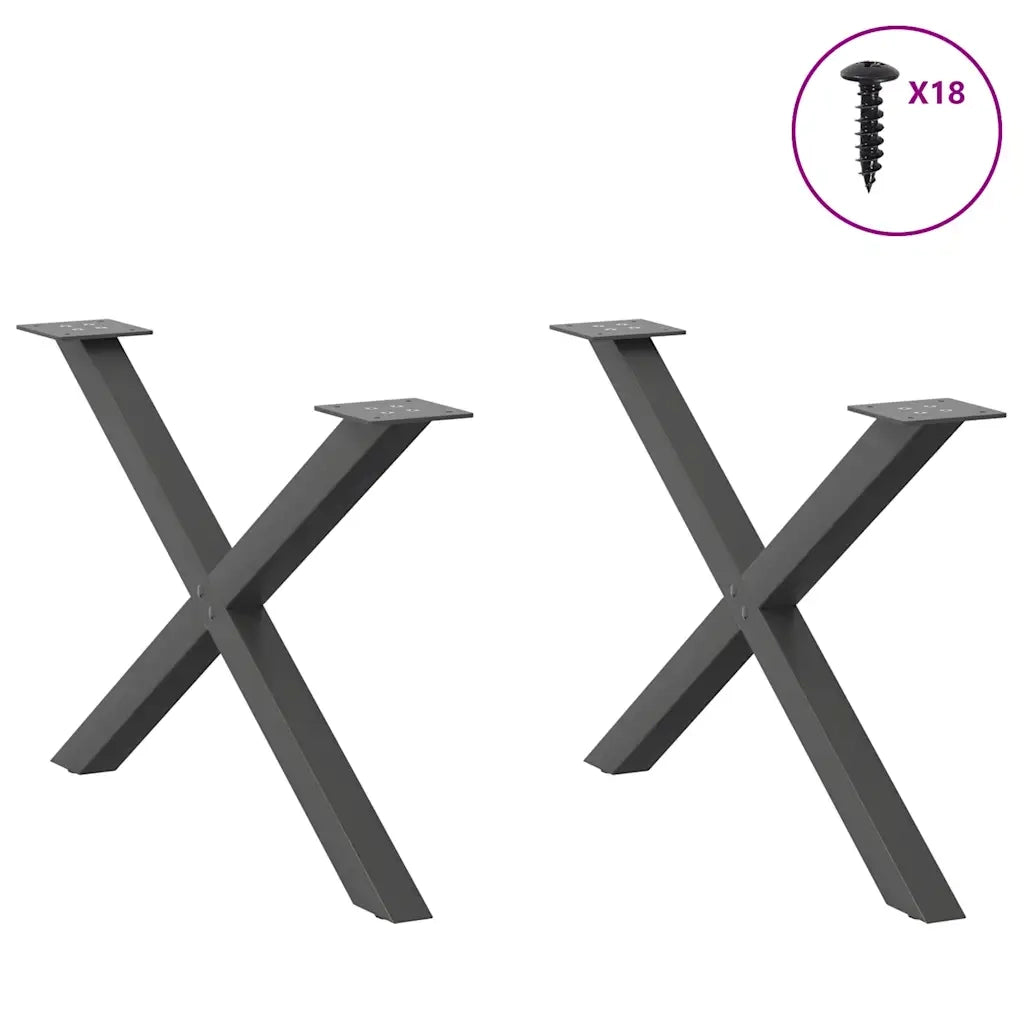 vidaXL Gambe per Tavolino da Caffè a Forma di X 2 pz Antracite 70x(42-43) cm Acciaio