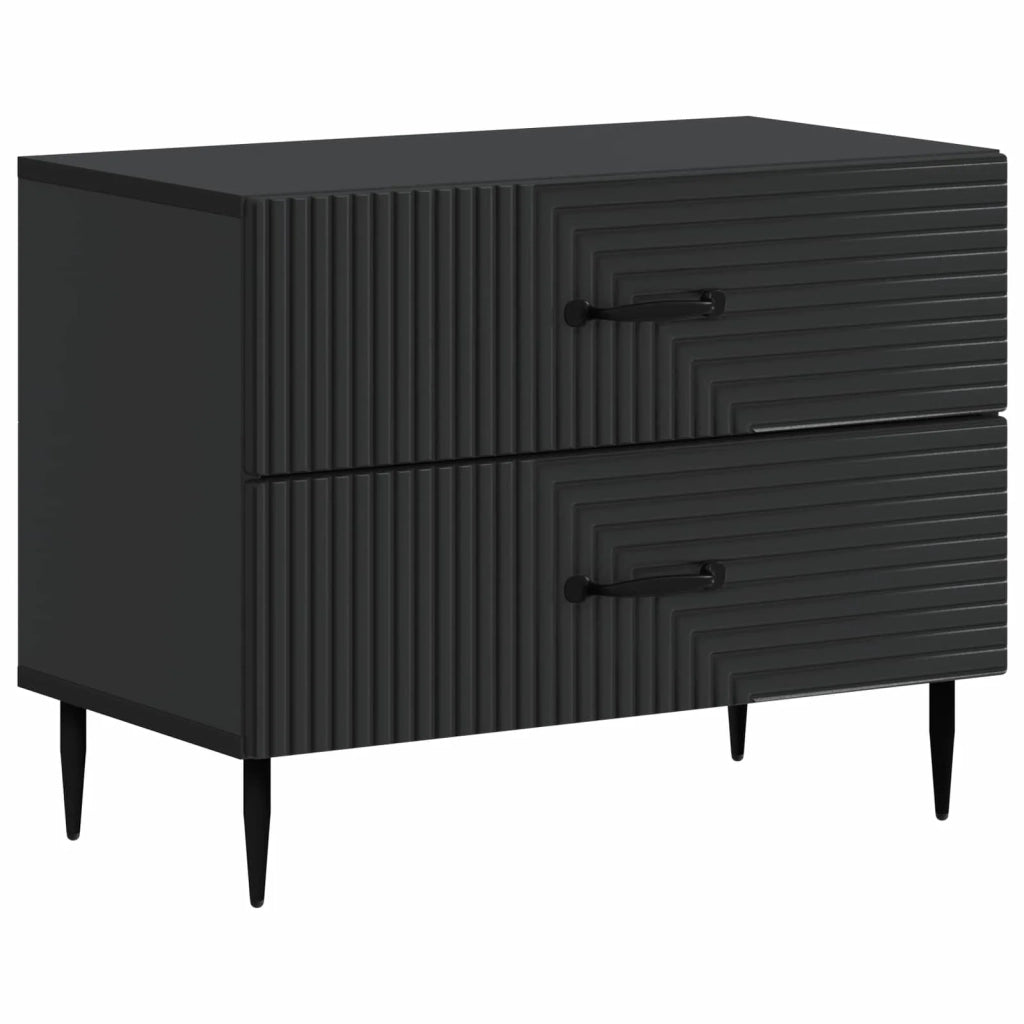 Comodino | Armadio da Notte | Mobiletto da notte Nero 62 x 34,5 x 47,5 cm Legno ingegnerizzato