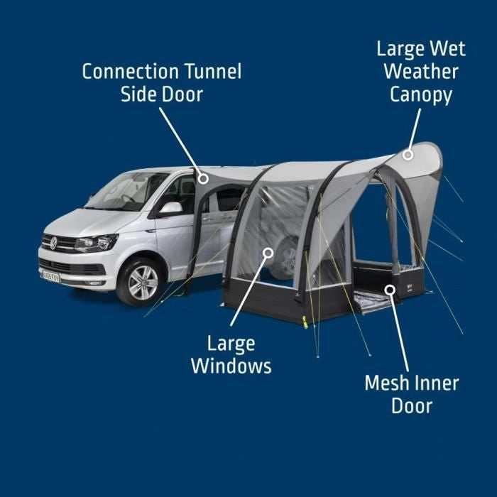 Tendalino gonfiabile per furgone - KAMPA - Sprint Air - Materiale Weathershield 68D, telaio Kampa AIR, spazio compatto, ingresso pioggia