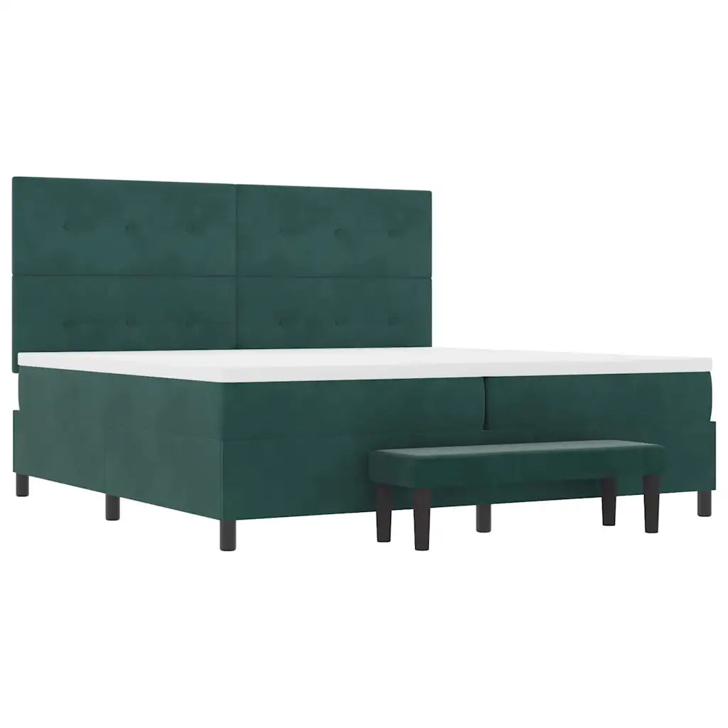 Letto a molle con materasso Verde scuro 200 x 200 cm Velluto 3344537