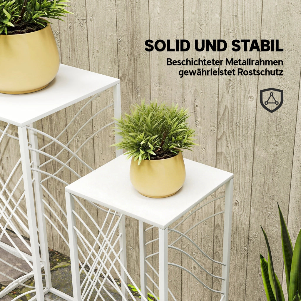 Set 3 Pezzi Pianta Metallico Staccabile ¨C zephmum ¨C Bianco 50x60x70 cm