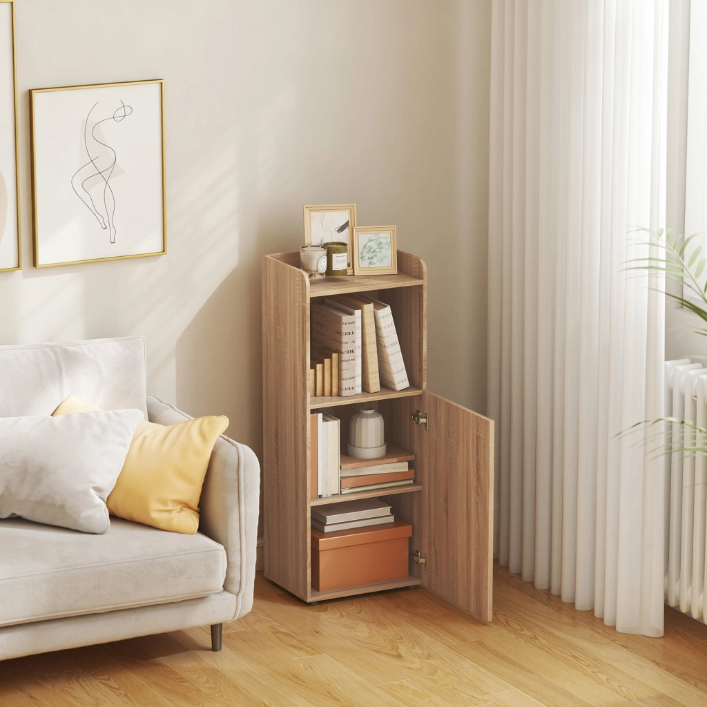 Mobile Bagno Stretto 4 Ripiani Aperto ¨C zephmum ¨C Legno Rovere 40x31x104