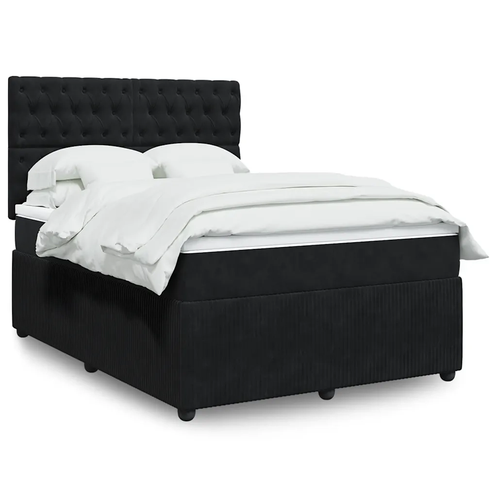Giroletto a Molle con Materasso Nero 140x200 cm in Velluto 3292366