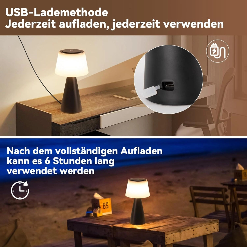 ZMH Lampada da tavolo LED wireless 3600mAh batteria dimmerabile moderna per soggiorno