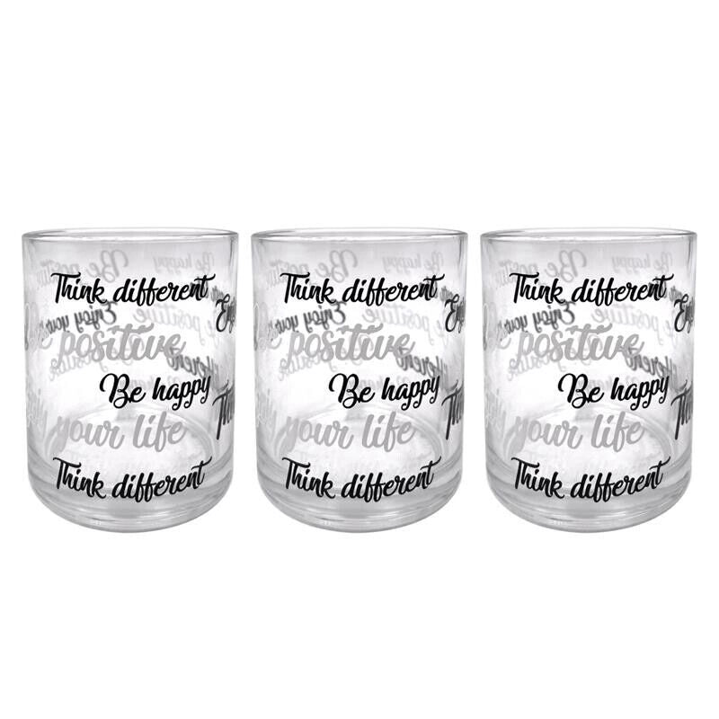 MAURY'S SET 6 DI BICCHIERI IN VETRO ENJOY PER ACQUA CON SCRITTE NERE